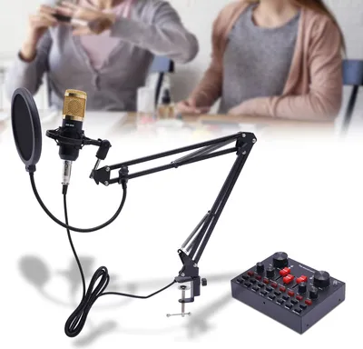 Obrázek produktu pro Mikrofon s živou zvukovou kartou V8s BM-800 Kardioidní kondenzátorový mikrofon pro živé vysílání Černý