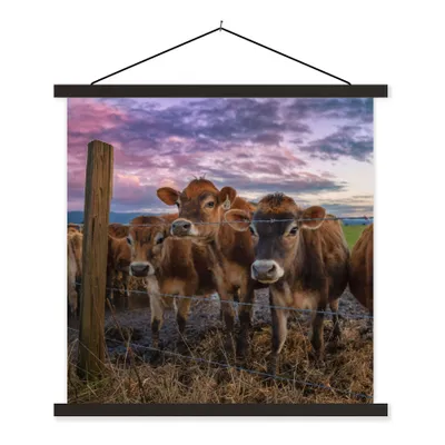 Produktbild von MuchoWow® Textilposter Kuh - Tiere - Kühe 90x90 cm mit schwarzem Rahmen - Magnetisches