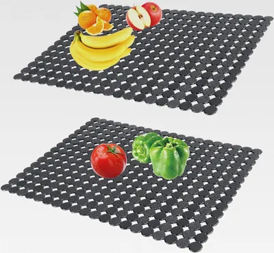 Produktbild von 2 Stück Spülbeckenmatte Zuschneidbare Abtropfmatte PVC Küche Spülbeckeneinlage Spülbecken Schutzmatte für Schnell Abtropfende Abtropfmatten Protektoren Küchenspüle 30 x 40 cm (Schwarz)
