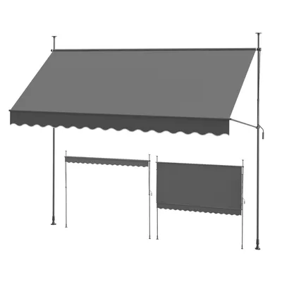 Produktbild von Balkonmarkise 350 cm Anthrazit Gelenkarm Markise Klemmmarkise Höhenverstellbar Sonnenmarkise Handkurbel Balkon ohne Bohren Sonnenschutz