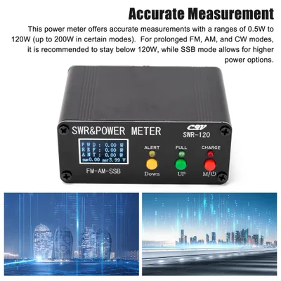 Obrázok produktu pre 120W SWR Digitálny merač výkonu 1,8-54MHz Krátkovlnný merač FM AM SSB režimy Meter výkonu Podpora SWR / Výkon nastaviteľný a vysoká funkcia SWR Alarm