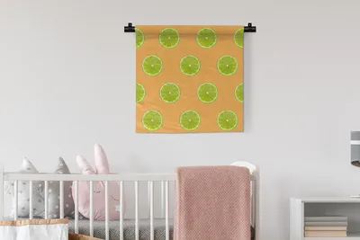 Produktbild von MuchoWow® Wandteppich Wandbehang Limette - Pastell - Muster 60x60 cm Tapisserie Dekoration Wandtuch - Dekorationen - Wand Decke