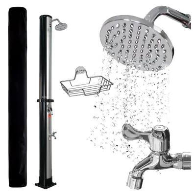 Produktbild von NovaTerra Solardusche 40L schwarz/silber  (Solartankdusche) Höhe: 2,26 m