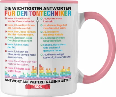 Produktbild von Trendation - Tontechniker Tasse Geschenk Lustiger Spruch Männer Frauen Toningenieur Tonmeister (Rosa)