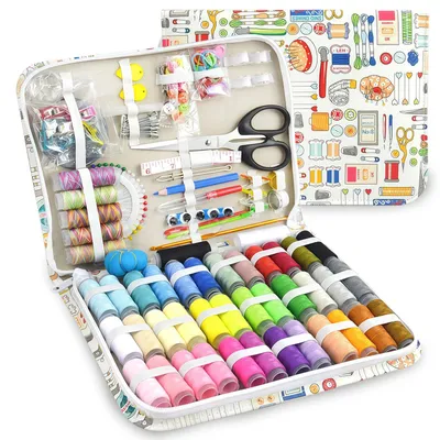 Obrázok produktu pre Prenosná šijacia súprava, organizér na šijacie potreby, 26,5 x 21,5 x 4,9 cm