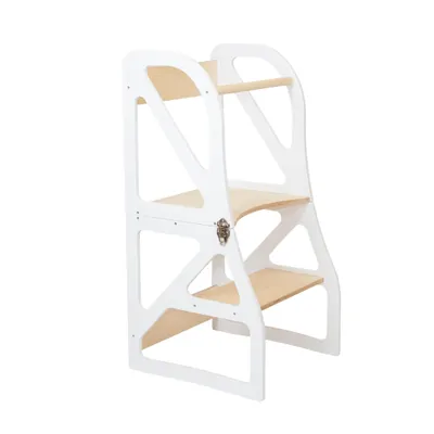 Image de leg&go Tour de Cuisine Transformable en bois Securestep, Tour d’apprentissage 2 en 1, blanc