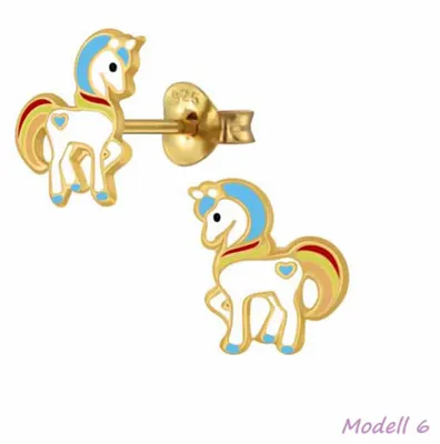 Produktbild von Kinderohrstecker „Einhorn“: Mädchen Ohrringe Silber Modell 6