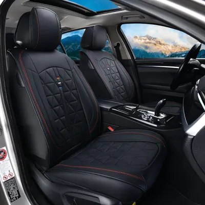Obrázok produktu pre Predné poťahy sedadiel, 2-dielne, univerzálne, kožené, vhodné pre modely Toyota, čierna farba