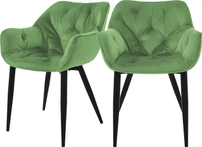 Produktbild von ML-Design 2er Set Esszimmerstuhl mit Rückenlehne, Salbei, aus Samt
