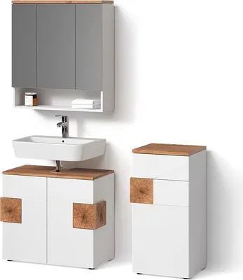 Image de Ensemble de meubles de salle de bain Livinity Tanaro Blanc 3 parties, Model 52765