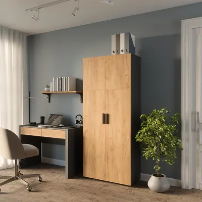 Zdjęcie produktu dla Półka na akta Vicco Frank Antracyt/złoty dąb 80 x 183.8 cm, Model 55773