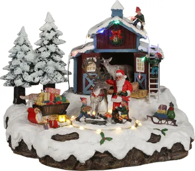 Image de Luville Pendentifs de Noël Village Santa - 23x21x20 cm - Polyrésine - Multi