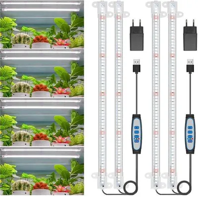 Zdjęcie produktu dla Lampy LED do uprawy roślin Unyqoos® o pełnym spektrum światła (380–800 nm), z możliwością regulacji jasności (10–100%, 5 stopni) i timerem (6/12/16 godzin) – idealne do roślin doniczkowych i upraw hydroponicznych