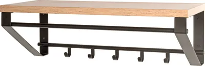 Produktbild von HAKU Wandgarderobe Eiche hell, schwarz- MDF, Metall, B/H/T: 70x23x30 cm