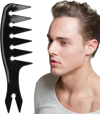 Produktbild von Texturierungskamm - Grobzinkiger Haarkamm - Friseurkamm zum Schneiden und Stylen - Stylingkamm - Entwirrkamm für dickes und lockiges Haar - Schwarz