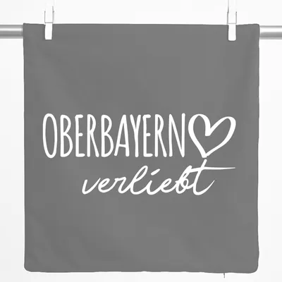 Produktbild von Huuraa Kissenbezug Oberbayern verliebt 40x40cm Steel Grey Baumwolle Dekokissenbezug Geschenkidee