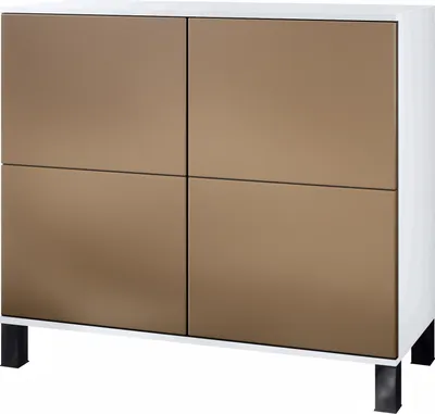 Produktbild von Vladon Kommode Rova V3, Moderner Küchenschrank mit 4 Push-to-Open Türen Weiß matt / Bronze Optik (92,5 x 84.5 x 35)