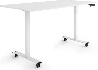 Produktbild von ESMART Germany ERX-122WW 160x80cm Weiß Ergonomischer Steh-Sitz-Schreibtisch auf Rollen Stufenlos elektrisch höhenverstellbar 78,5-127,5 cm 3 x Memory Aktivitätserinnerung Dual Motor