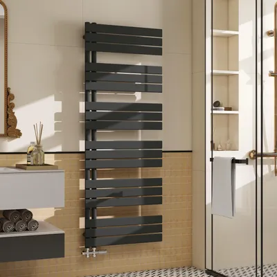 Produktbild von AICA Badheizkörper Handtuchtrockner 1599x600mm 1016W Anthrazit, Seitenanschluss, Flach Vertikal für Badezimmer