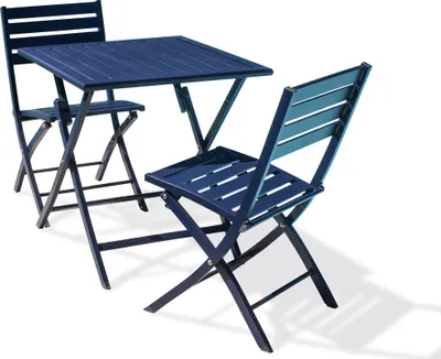 Image de Ensemble repas de jardin carré 2 places en aluminium