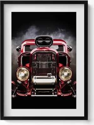Produktbild von Alter Oldtimer– Wandbild mit Rahmen – Gerahmtes Bild  – Wanddekoration – 50x70 cm –  Schwarz Rahmen