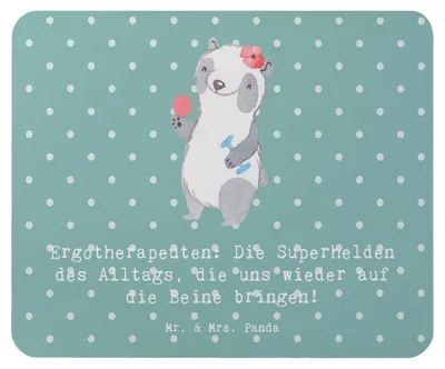 Produktbild von Mr. & Mrs. Panda Mouse Pad Ergotherapeutin Superhelden - Meeresbrise - Geschenk, Fachwissen, des Alltags, Einfühlungsvermögen, Berufsliebe, Mauspad, Beruf, Therapie