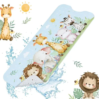 Produktbild von Badewannenmatte Kinder rutschfest Waldtiere 100 x 40 cm | Antirutschmatte Baby Badezimmer Maschinenwaschbar