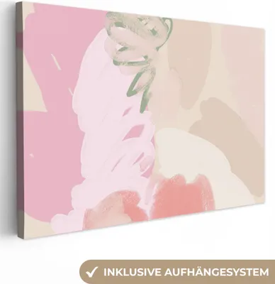 Produktbild von MuchoWow® - Leinwandbilder - Rosa - Kunst - Abstrakt - Modern, Wandbild, Wanddeko Bilder Wohnzimmer, 120x80 cm