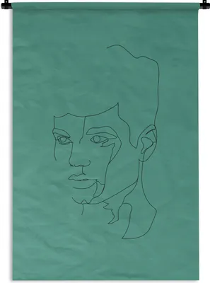 Produktbild von MuchoWow® Wandteppich Wandbehang Männer - Kopf - Strichzeichnung 90x135 cm Tapisserie Dekoration Wandtuch - Baumwolle - Wandskulptur