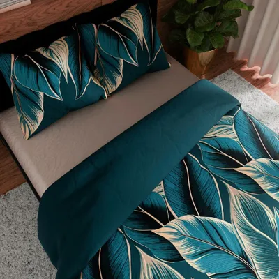 Obrázek produktu pro Ložní prádlo, bavlněný satén 160x200 Levi Tyrkysové listy
