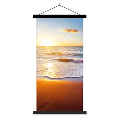 Produktbild von MuchoWow® Textilposter Strand - Meer - Sonne - Horizont 60x120 cm mit schwarzem Rahmen - Magnete