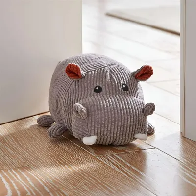 Produktbild von Türstopper "Hippo" aus Stoff, schwer, Türhalter Nilpferd, Boden Türpuffer, Türfeststeller Tier, Fensterstopper