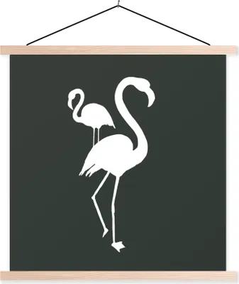 Produktbild von MuchoWow® Textilposter Flamingo - Vogel - Scherenschnitt 40x40 cm mit holzfarbenen Rahmen - Posterleiste