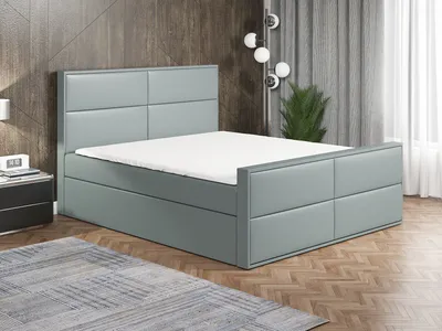 Produktbild von Boxspringbett HILD 140 x 200 mit 2 Bettkästen, Bonell-Matratze und Topper. Farbe: Grau