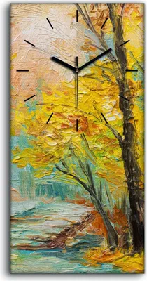 Produktbild von Wandkunst Leinwand Bild Uhr Geräuschlos 30x60 Ölgemälde Wald Bäume Kunst - schwarze Hände