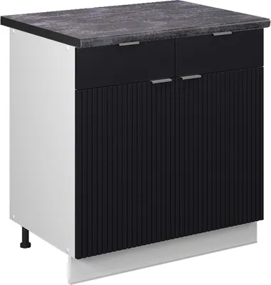 Produktbild von Küchenunterschrank Vicco Fame-Line Schwarz gestreift 80 cm , AP Anthrazit, Model 50924