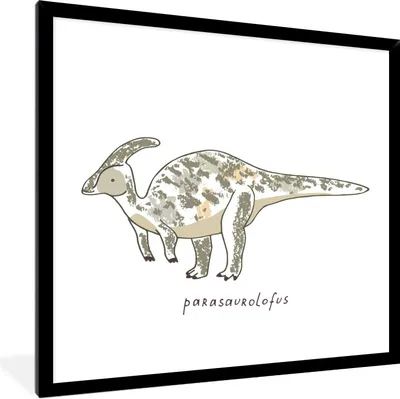 Produktbild von MuchoWow® Gerahmtes Poster Kinderzimmer- Parasausolophus - Dinosaurier - Junge - Mädchen - Kind 40x40 cm - Poster mit Schwarzem Bilderrahmen Wandposter Rahmen Foto Bilder - Mit Rahmen - Wanddekoration Schlafzimmer