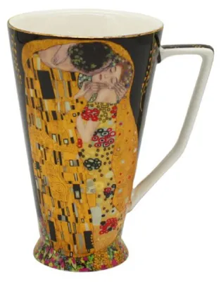 Produktbild von HOME ELEMENTS Porzellanbecher 500 ml, Klimt, Kiss, schwarz
