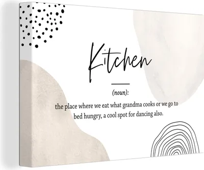 Produktbild von OneMillionCanvasses® - Leinwandbilder - 150x100 cm, Definition Küche - Küche - Zitate - Wörterbuch, Wandbilder Kunstdruck Wanddekoration - Foto auf Leinwand - Gemälde auf Holzrahmen