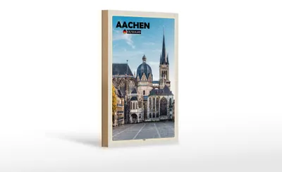Produktbild von Holzschild Städte Aachen Deutschland Dom Architektur 12x18 cm