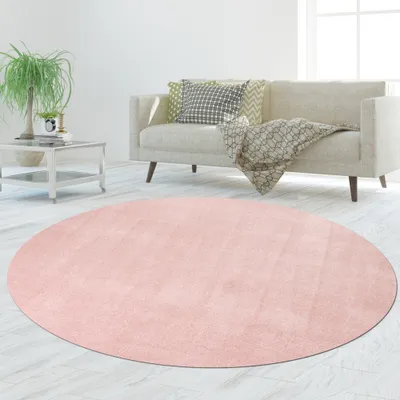 Produktbild von Teppich Rosa Uni praktisch robust pflegeleicht Alltag Größe - 120 cm Rund