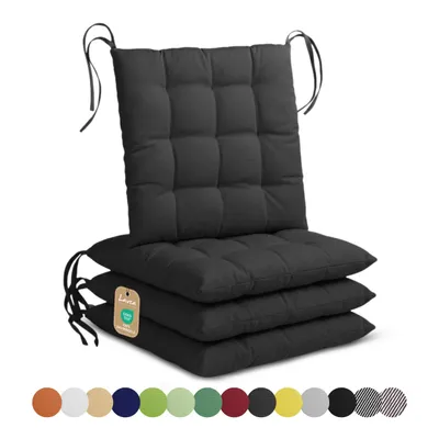 Zdjęcie produktu dla Poduszki siedziskowe Lavea® 40x40 cm - zestaw 4 sztuk, z paskami materiałowymi – do użytku na zewnątrz i wewnątrz – z możliwością prania i odporne na warunki atmosferyczne – idealne do krzeseł ogrodowych, balkonu – kolor antracyt
