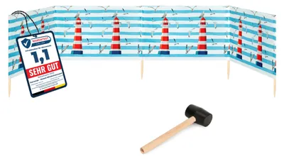 Produktbild von Garronda Strand Windschutz Sichtschutz 5m lang plus Gummihammer GAEX001
