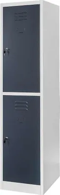 Zdjęcie produktu dla Szafka ubraniowa skrytkowa BHP metalowa Mega-M J-40/2 2-drzwiowa szara/grafitowy front 40x50x180cm skręcana