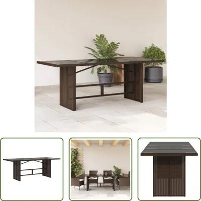 Produktbild von The Living Store Gartentisch mit Glasplatte Braun 190x80x74 cm Poly Rattan