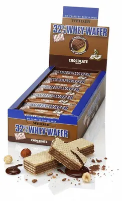 Produktbild von Weider 32% Whey-Wafer - 24x35g Riegel Box - verschiedene Geschmäcker - Schoko