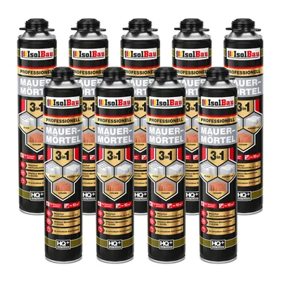 Produktbild von Isolbau Mauermörtel Pistolenschaum Montageschaum Klebeschaum 3in1 PolyurethanMörtel 9 x 750ml