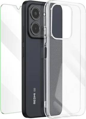 Image de Mayaxess, kit de protection 2 en 1 : housse + film en verre trempé pour Xiaomi Redmi 15C, transparent