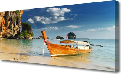 Produktbild von Tulup Leinwand-Bilder 125x50 Wandbild Canvas Kunstdruck Boot Meer Landschaft