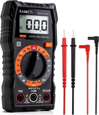 Immagine prodotto di KAIWEETS KM100 Multimetro digitale, voltmetro, tensione AC/DC, corrente DC, continuità, resistenza, diodo